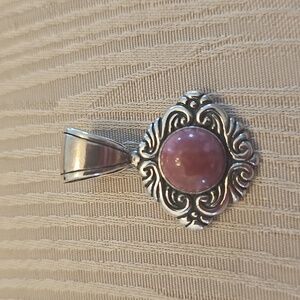 Vintage Carolyn Pollack 925 Sterling Silver Rose Colored Rhodochrosite Pendant
